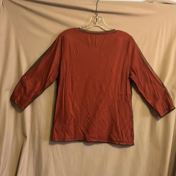 Coldwater Creek black/rust mesh/metallic sequin top size medium boho look - Picture 6 of 7